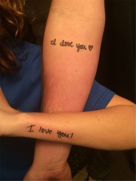 Couples I Love You Wording Tattoo Forearms