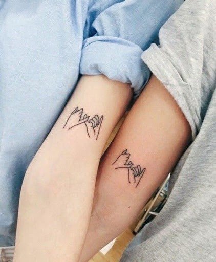 Couples Interlocked Fingers Forearms Tattoo