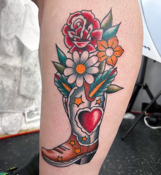 Cowboy Boot Female Tattoo Designs