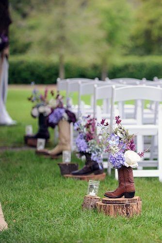 Cowboy Boot Flower Vases Ceremony Decor Inspiration Country Wedding Ideas