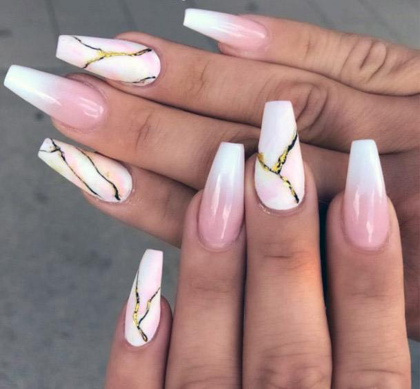 Cracked White Ombre Nails Women