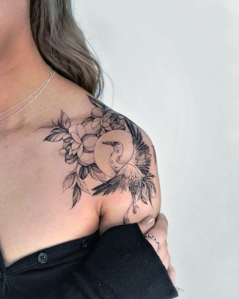 Crane Tattoo For Ladies