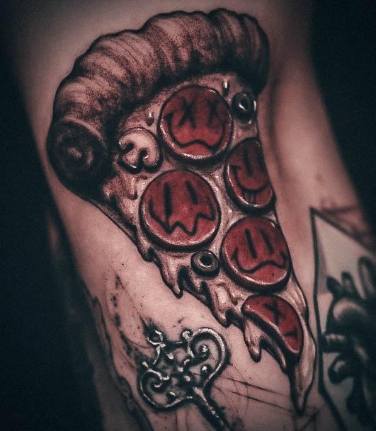 Crazy Smiley Arm Cool Pizza Tattoos For Women