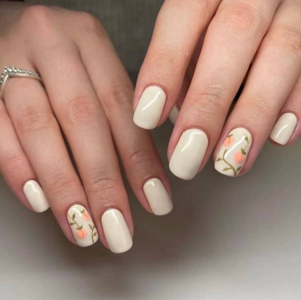 Cream Nails For Girls