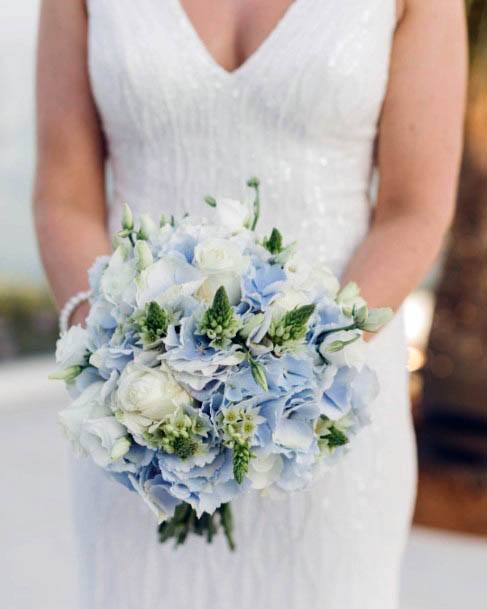 Creamy Blue And White Wedding Flowers