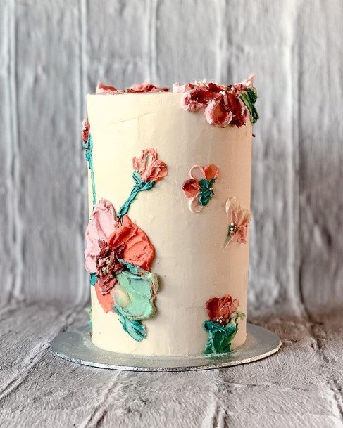 Creamy Floral Beautiful Cake Wedding