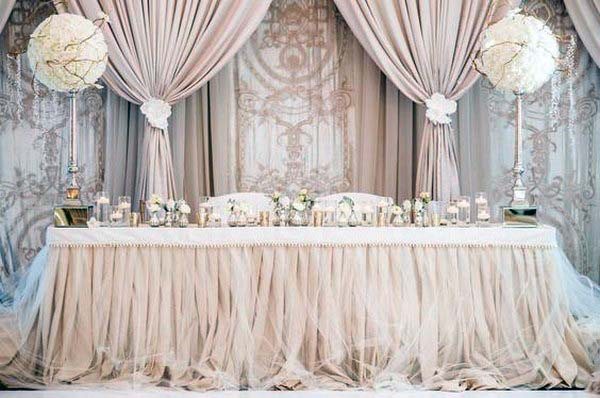 Creamy Pink Wedding Head Table Decor