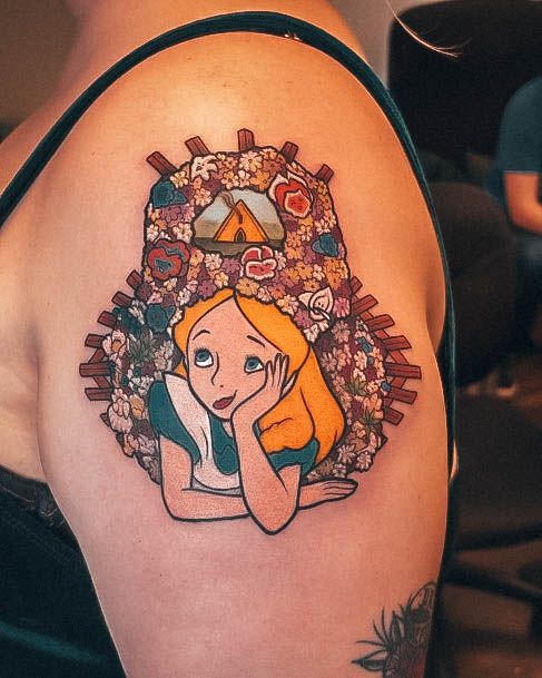 Creative Alice In Wonderland Tattoo Designs For Women