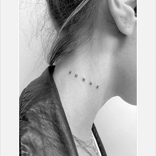 Creative Alphabet And Number Neck Tattoo For Women