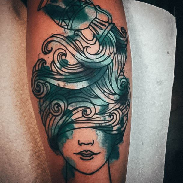 Creative Aquarius Tattoo Designs For Women Watercolor