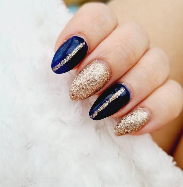 Creative Blue And Gold Nail Designs For Women