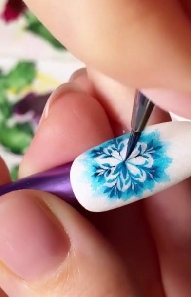 Creative Blue Winter Nail Designs For Women