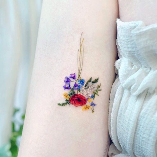 Creative Bouquet Tattoo Designs For Women