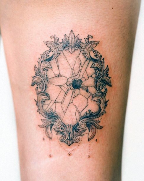 Creative Broken Mirror Tattoo Designs For Women