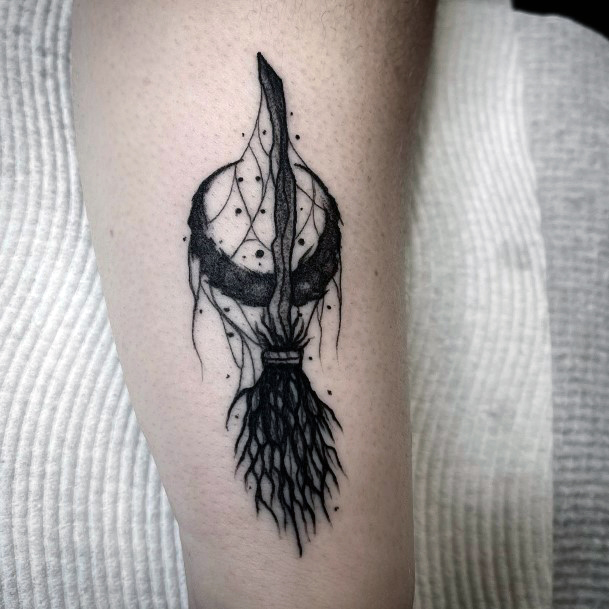 Creative Broomstick Tattoo Designs For Women