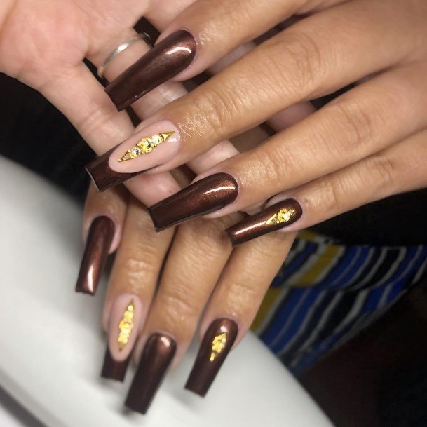 Creative Brown French Tip Nail Designs For Women