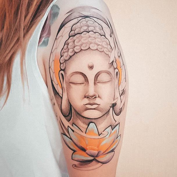 Creative Buddha Tattoo Designs For Women Half Sleeve