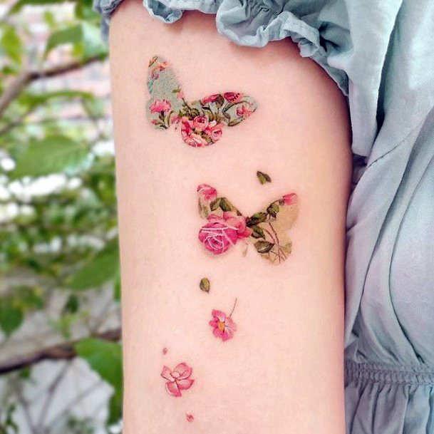 Creative Butterfly Flower Tattoo Designs For Women