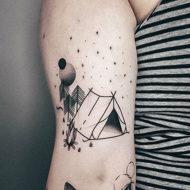 Creative Camping Tattoo Designs For Women