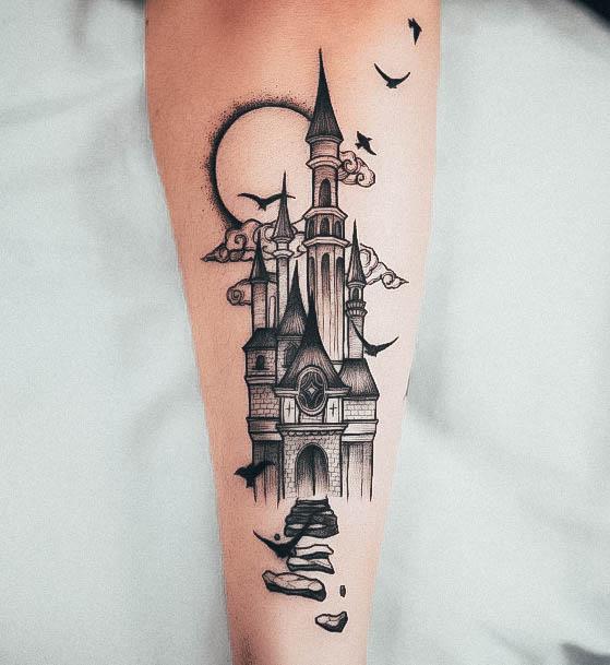 Creative Castle Tattoo Designs For Women