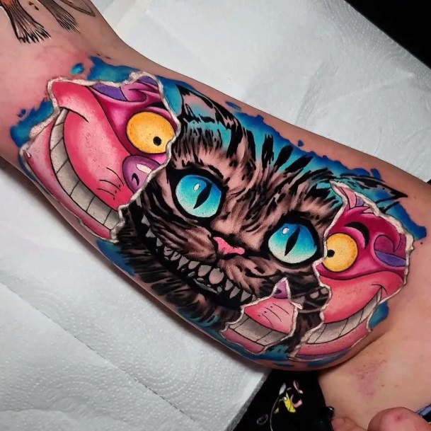 Creative Cheshire Cat Tattoo Designs For Women