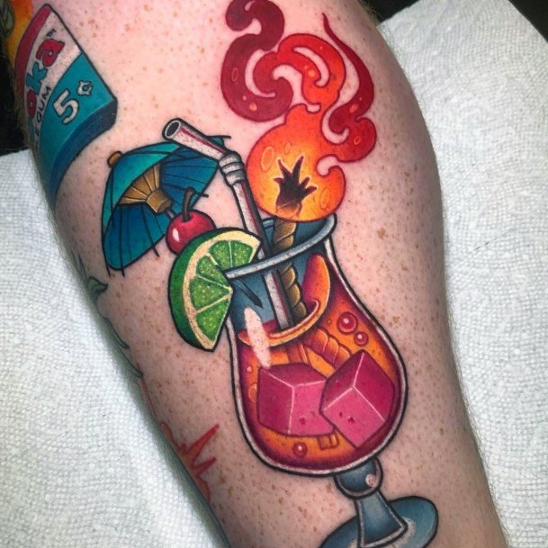 Creative Cocktail Tattoo Designs For Women