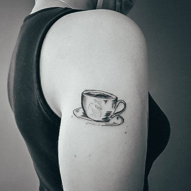 Creative Coffee Mug Tattoo Designs For Women