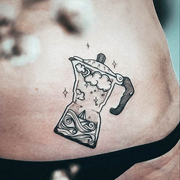 Creative Coffee Pot Tattoo Designs For Women