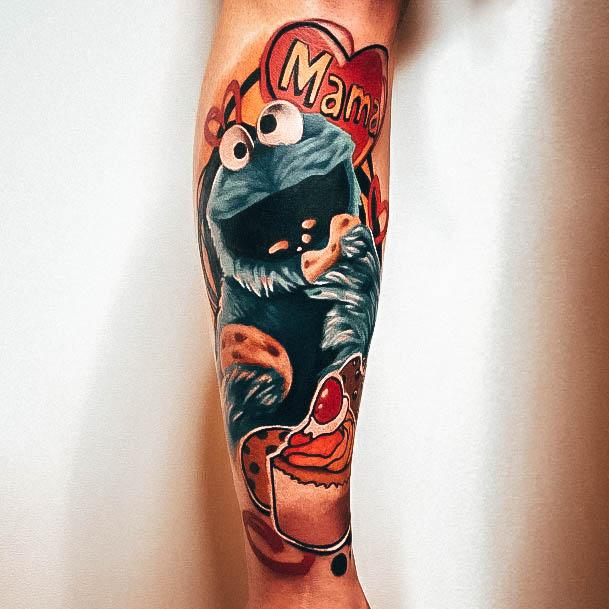 Creative Cookie Monster Tattoo Designs For Women