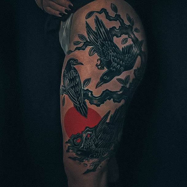 Creative Crow Tattoo Designs For Women