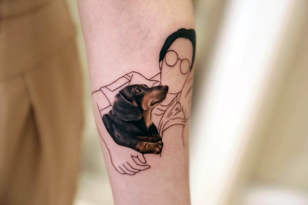 Creative Dachshund Tattoo Designs For Women