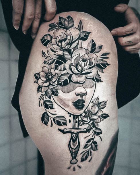 Creative Dagger Tattoo Designs For Women