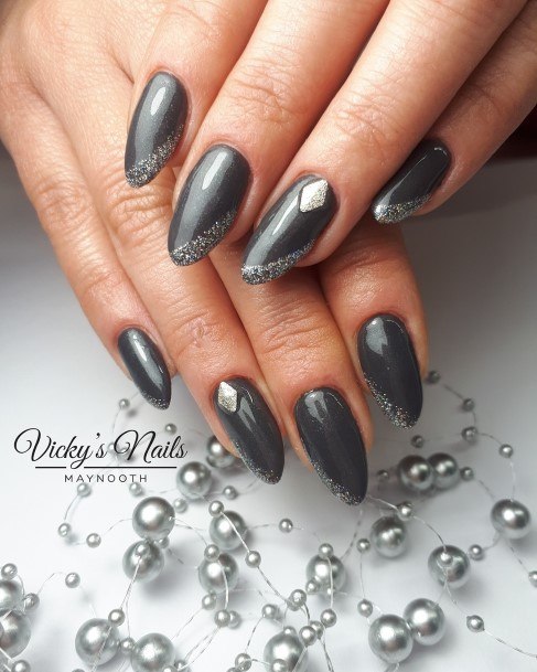 Creative Dark Grey Nail Designs For Women