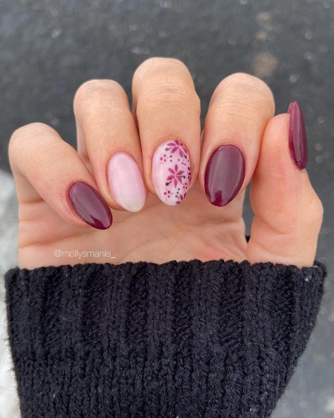 Creative Dark Maroon Nail Designs For Women