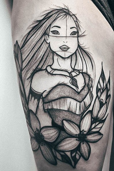 Creative Disney Princess Tattoo Designs For Women