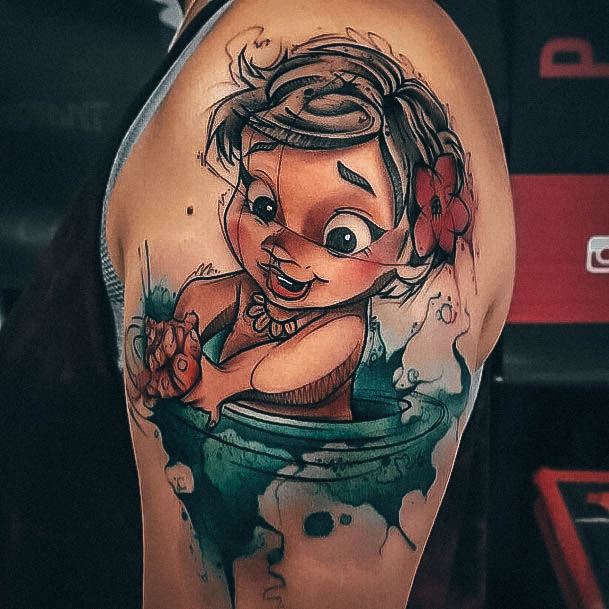 Creative Disney Tattoo Designs For Women Arm Watercolor