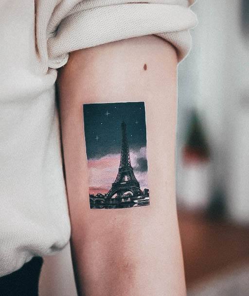 Creative Eiffel Tower Tattoo Designs For Women