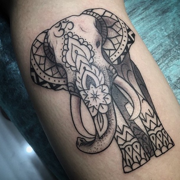 Creative Elephant Tattoo Womens Calves