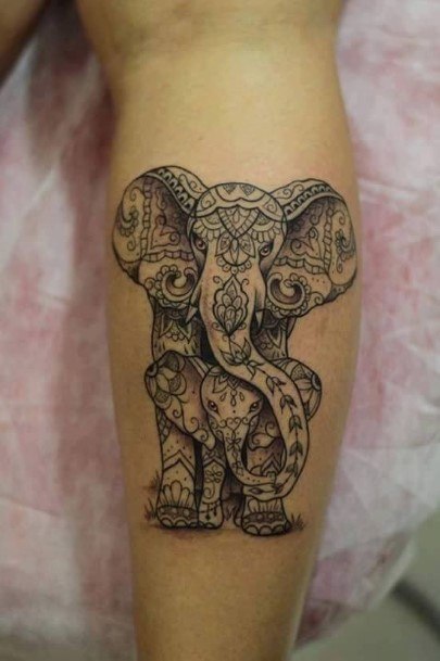 Creative Elephant Tattoo Womens Forearms