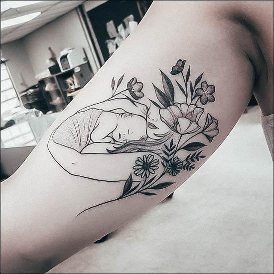 Creative Family Tattoo Designs For Women Arm Flowers