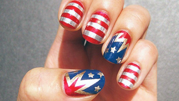 Creative Flag Art On Nails Patriotic