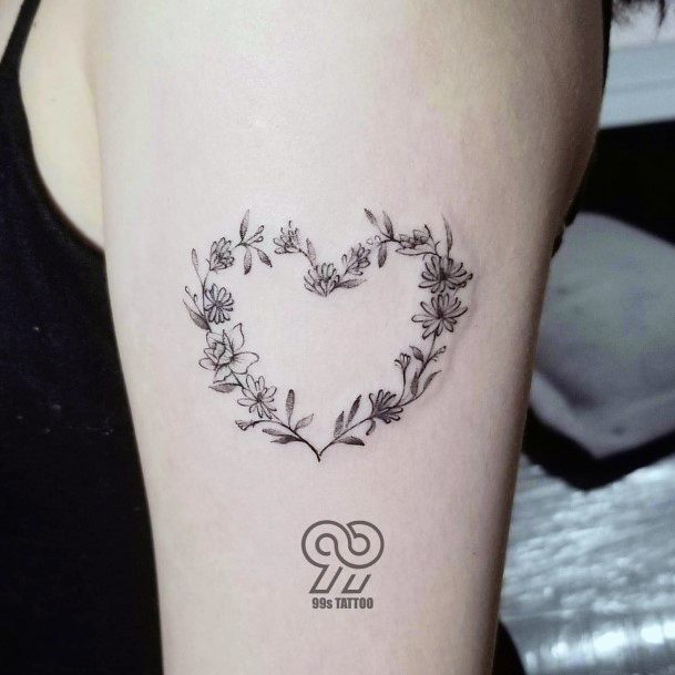 Creative Flower Heart Tattoo Designs For Women