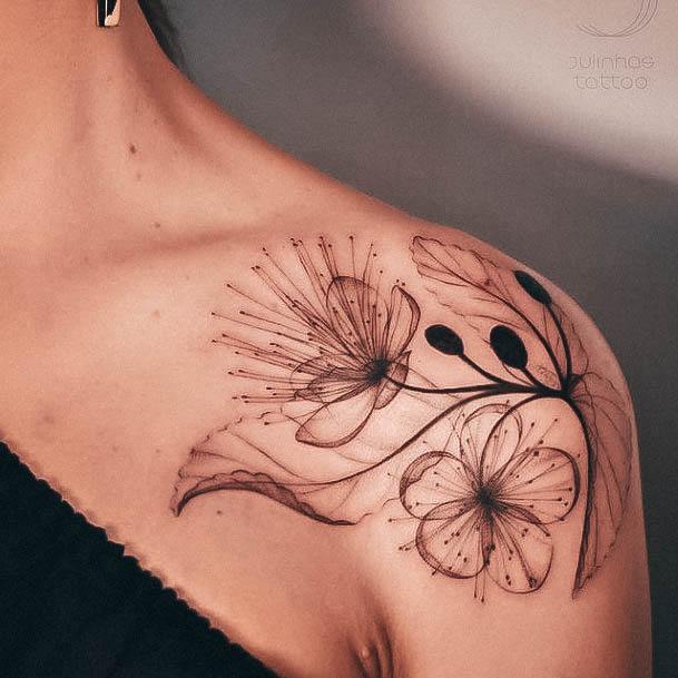 Creative Flower Shoulder Tattoo Designs For Women