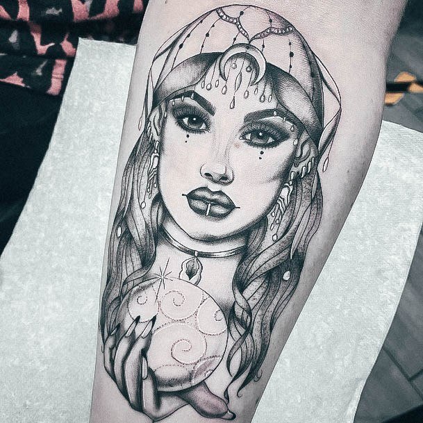 Creative Fortune Teller Tattoo Designs For Women