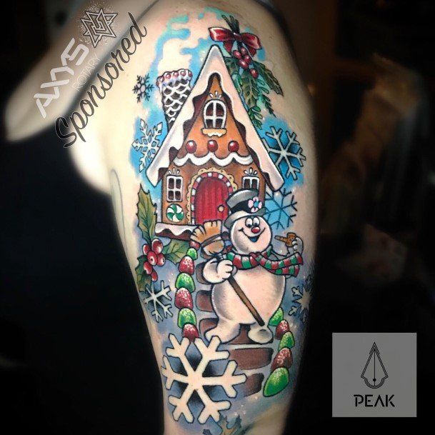 Creative Gingerbread House Tattoo Designs For Women Half Sleeve