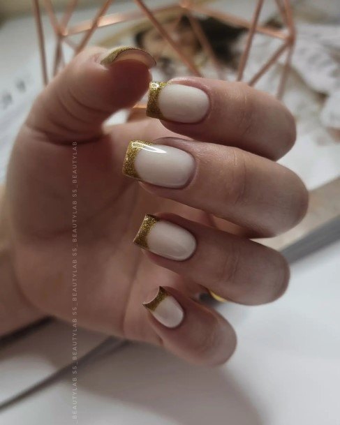 Creative Gold French Tip Nail Designs For Women