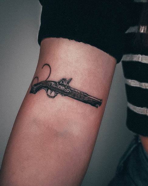 Creative Gun Tattoo Designs For Women Vintage Small