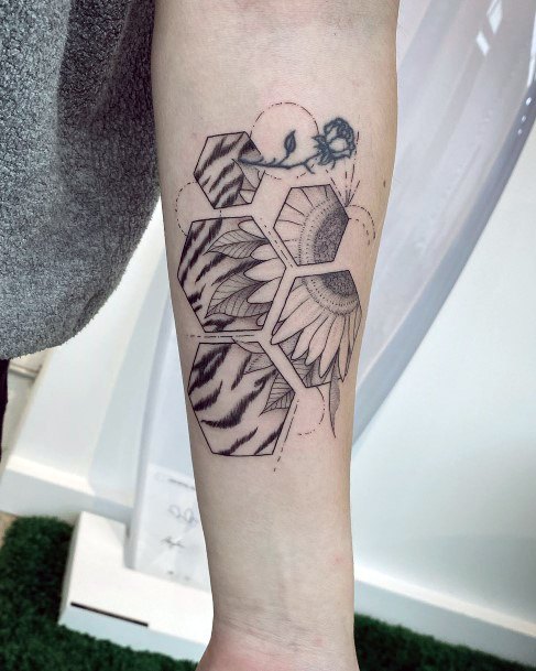 Creative Honeycomb Tattoo Designs For Women