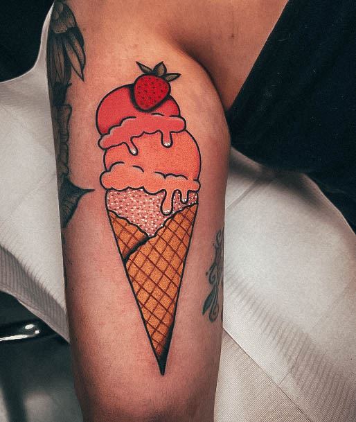 Creative Ice Cream Tattoo Designs For Women