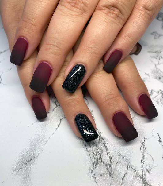 Creative Maroon And Black Nail Designs For Women